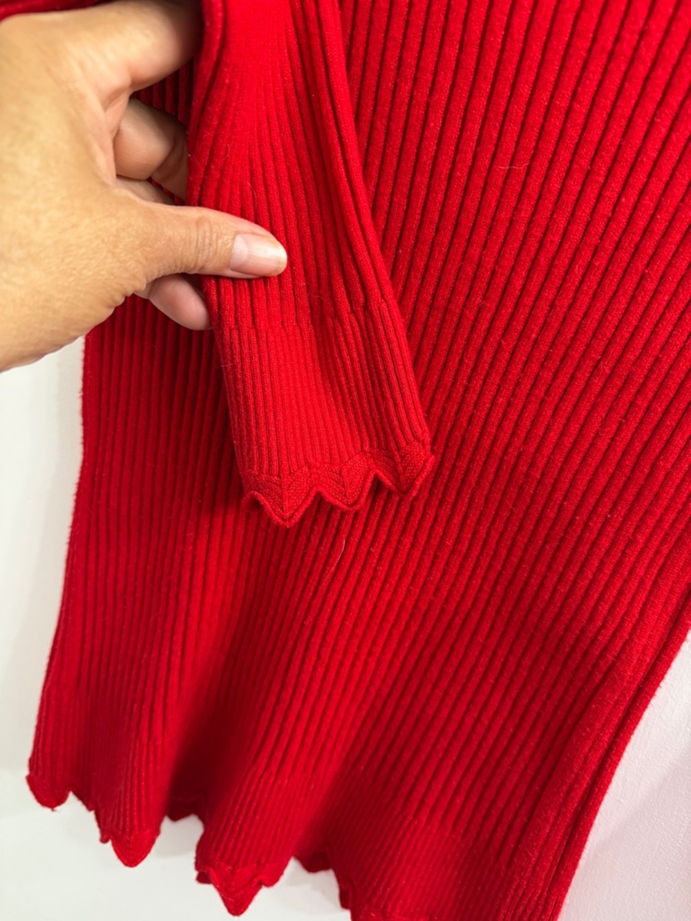 Red Ribbed Mock Neck Sweater - Picture 5 of 10